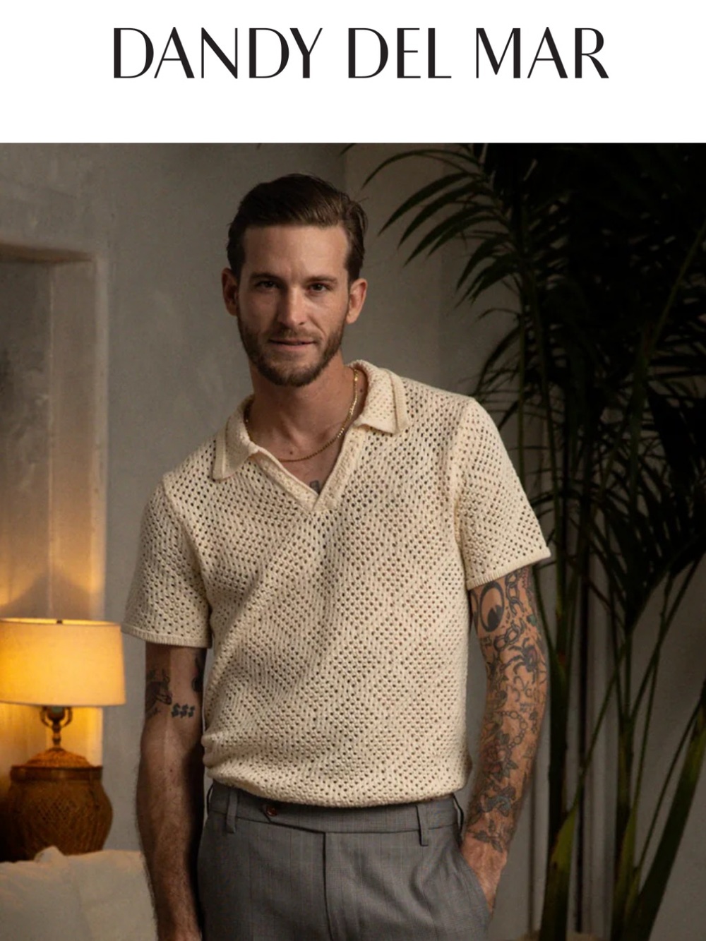 Dandy del Mar Crochet Polo Sz L